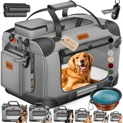 LOVPET® Hundebox Hundetransportbox faltbar Inkl.Hundenapf Transporttasche Hundetasche Transportbox für Haustiere, Hunde und Katzen Haustiertransportbox