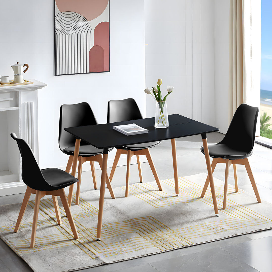 Hykkon Nero 4 - Person Dining Set Black/Black 4