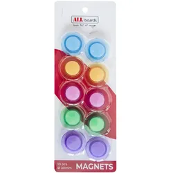 ALLboards Magnete farbsortiert, Kunststoff Ø 3,0 x 0,6 cm