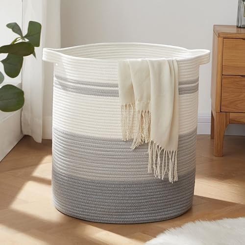 KOZEOTA Gevlochten Opbergmand met Handvatten en Open Weave, Grijs