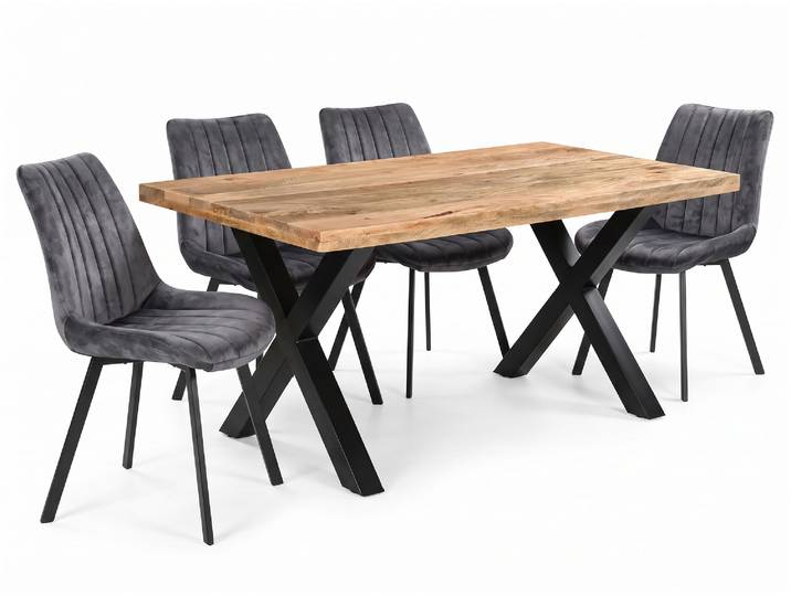 Ensemble table de repas rectangulaire + 4 chaises Semarang - Basika