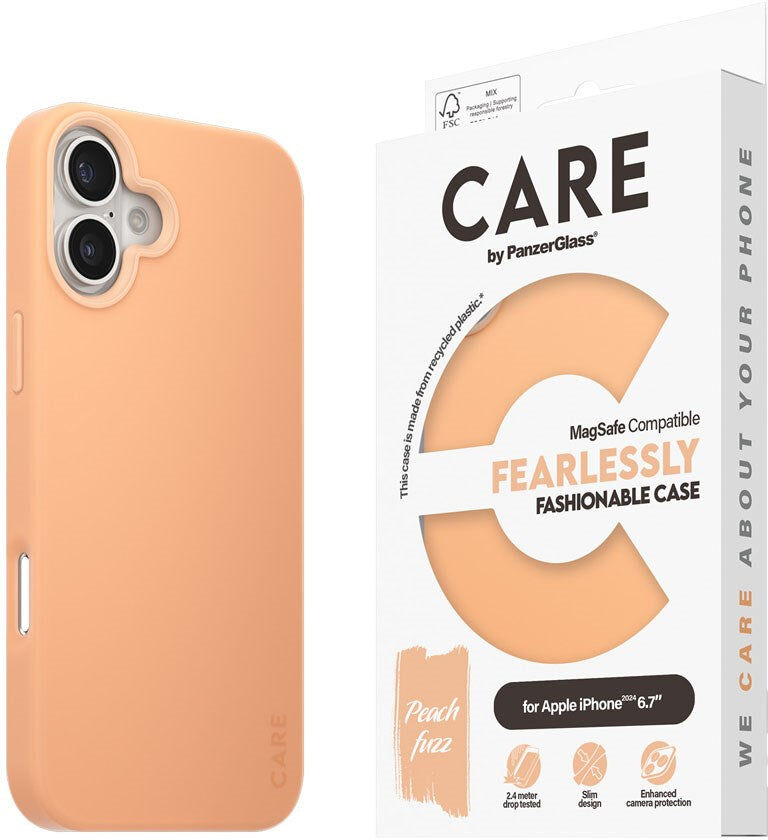 CARE by PanzerGlass iPhone 16 Plus FASHION Fearlessly Fashionable Cover - MagSafe Kompatibel - Peach Fuzz