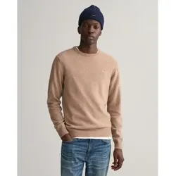 Gant für Herren. 87211 Pullover mit Rundhalsausschnitt aus feiner brauner Wolle (3XL), Lässig, Langarm