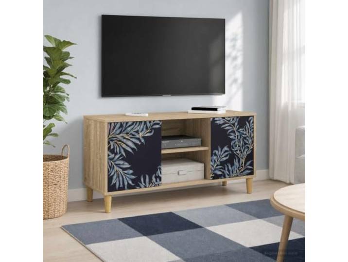 VIHHQGC TV-Schrank DOKKUM 102 x 33 x 50 cm Sonoma Holzwerkstoff Stauraumfächer, dekoratives Muster, erhöhte Füße, pflegeleichte Oberfläche, einfacher Aufbau