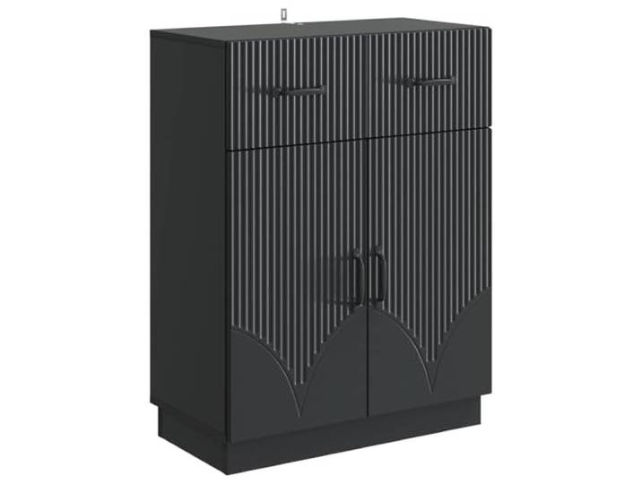 Sideboard Schwarz 66 x 34,5 x 87 cm Holzwerkstoff Mit Türen, offene Regale, für Wohnzimmer, Esszimmer, Flur, pflegeleicht abstauben