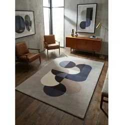 Wollteppich handgewebt HULL-Beverley, geometrisch, Hellgrau, 120 x 170 cm
