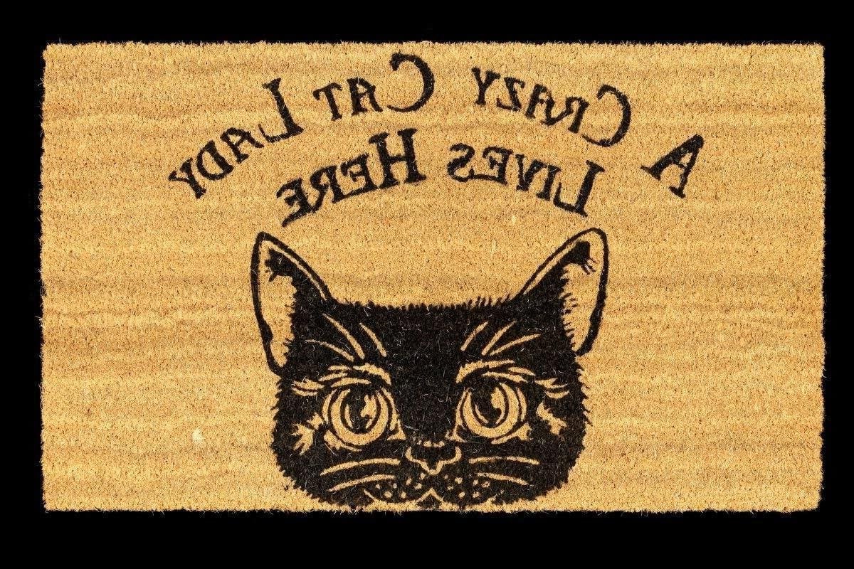 Deurmat Kattenlady Kokos met grappige spreuk - Zwart - 75 x 45 cm