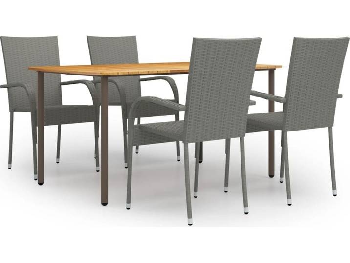 Maison Exclusive - Ensemble à manger de jardin 5 pcs Résine tressée Gris