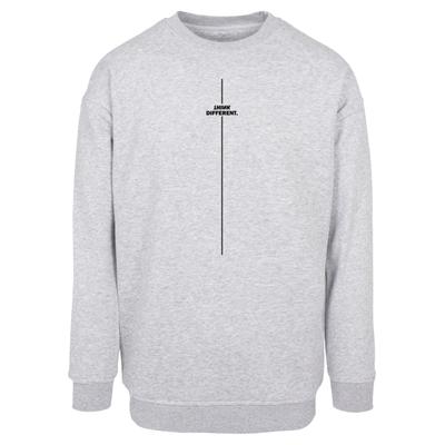 Sweater MERCHCODE "Merchcode Think Different Sweat Crewneck", Herren, Gr. L, grau, 65% Baumwolle, 35% Polyester, bedruckt, Rundhals, Sweatshirts Sweater