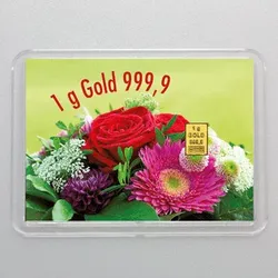 Goldbarren 1g "Gold statt Blumen" (Flip)