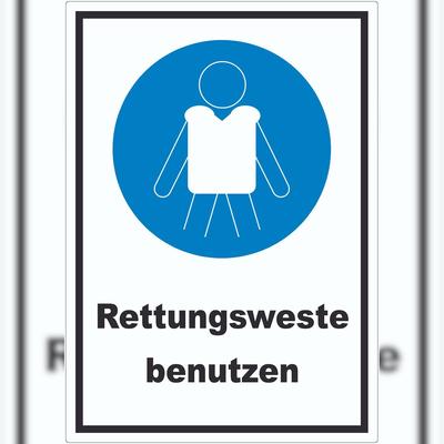 HB-Druck Rettungsweste benutzen Aufkleber A2 (420x594mm)