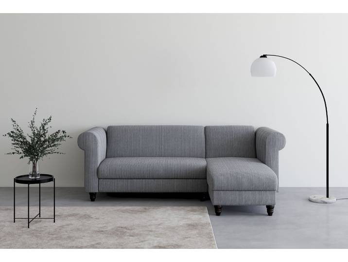 Ecksofa DOREL HOME Felix II, L-Form, Schlafsofa 241cm (Liegefl. 108/195 cm) , grau, B:241cm H:83cm T:154cm, Sofas, Ecksofa, verstellb. Rückenlehne, Recamiere wechselbar, Cord