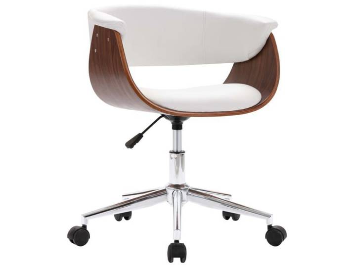 NEW 2025 - Chaise pivotante de bureau Réglable Chaise Ergonomique Blanc Bois courbé et similicuir @@707