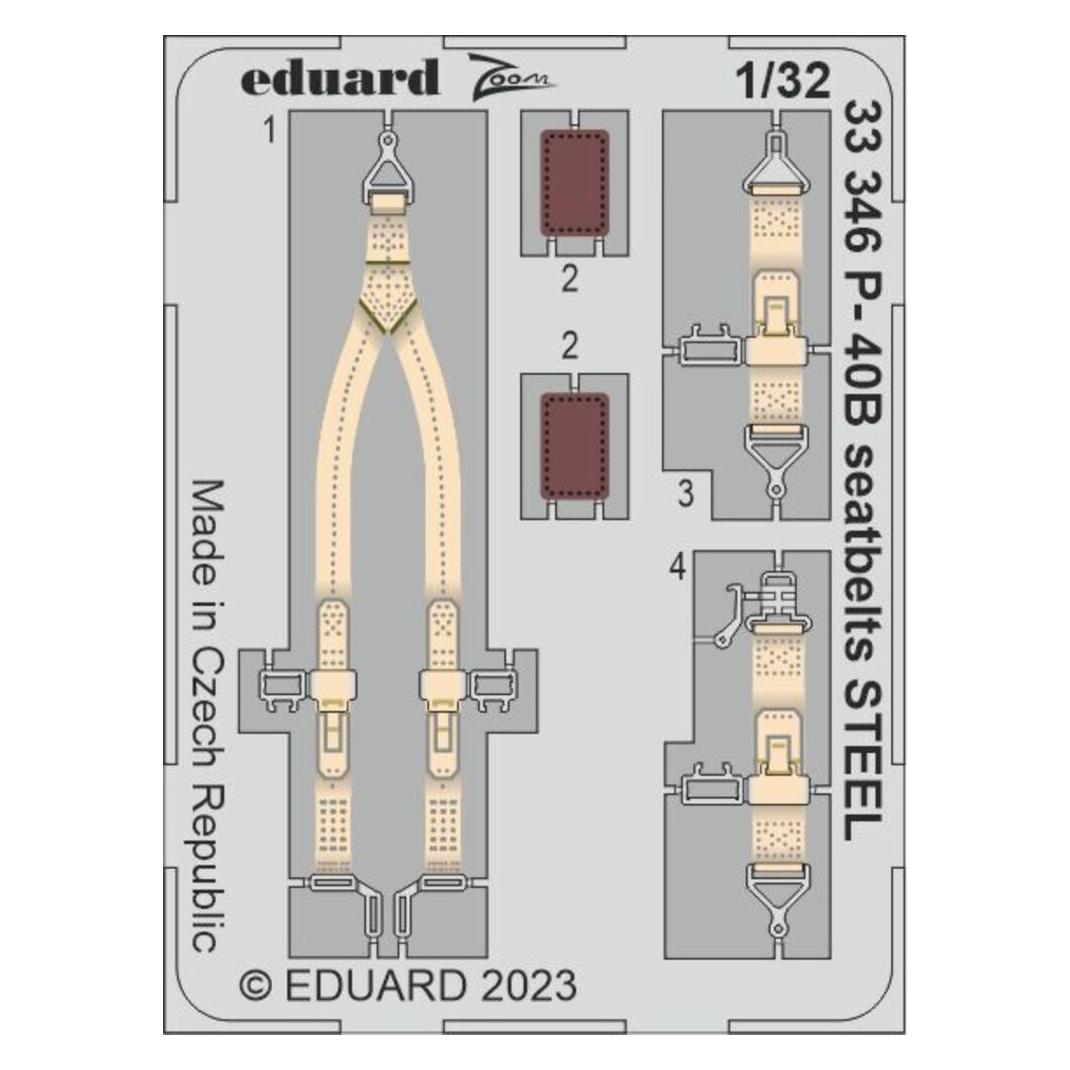 Eduard P-40B seatbelts STEEL 1/32 GREAT WALL HOBBY (33346)