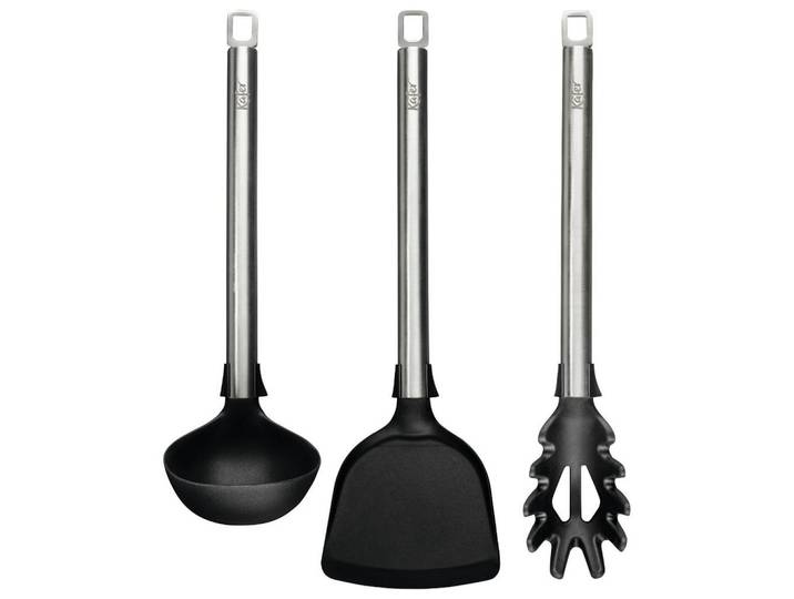 Käfer Küchenhelferset, Schwarz, Silberfarben, Metall, Kunststoff, 3-teilig, Aufhängeöse, hitzebeständig, lebensmittelecht, einfache Handhabung, Küchenzubehör, Küchenhelfer, Küchenhelfer-Set
