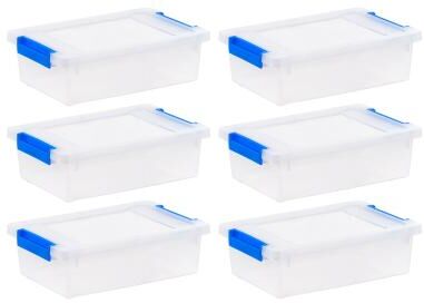 IRIS USA® 2.4 Qt. Plastic Storage Bins, Latching Totes 6Pk - 2.4 qt