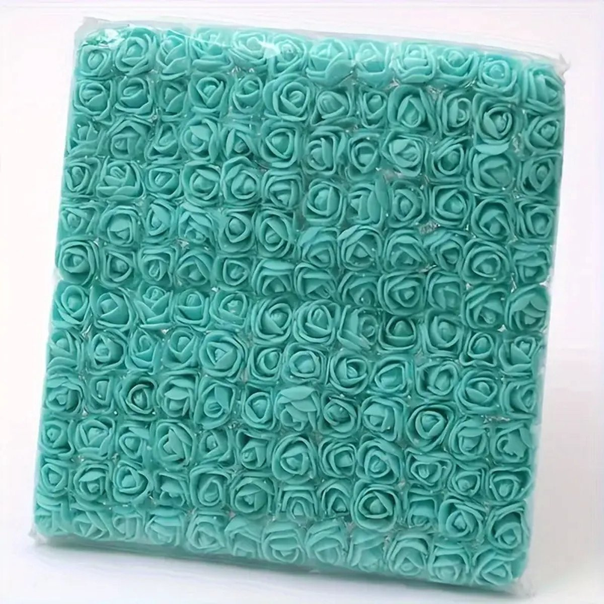 Set van 144 kunstmatige kleine rozen met tulpen in aqua blauw voor decoraties en bruiloften