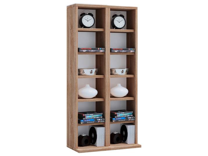 Mid.you Cd-Regal, Eichefarben, Holzwerkstoff, 10 Fächer, 42x92x20 cm, Wohnzimmer, TV Möbel, CD-Regale