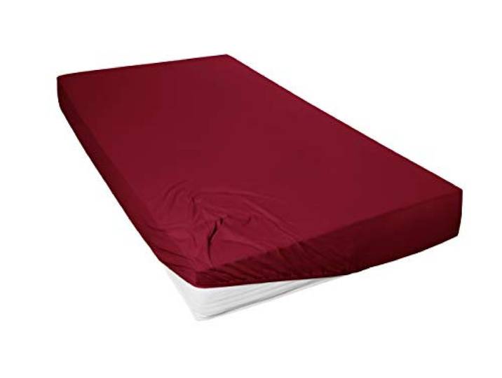 Primera Mako-Feinjersey-Spannbetttuch, Bordeaux, 100x220-120x200 cm