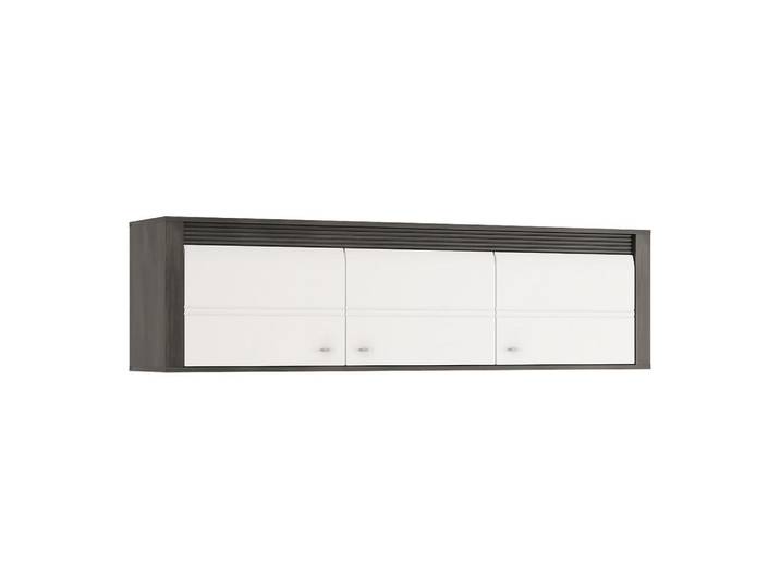 Feldmann-Wohnen Hängeschrank Sevilla schwarzkiefer / weiß hg 176,4 / 35 / 48cm, Schwarz, Weiß Hochglanz, Rechteckig, 176x48x35 cm, Waschküche, Mehrzweckschränke