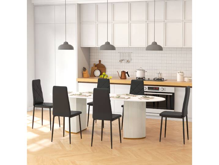 HOMCOM Set 6 Chaises Modernes Similicuir Noir Dossier Haut