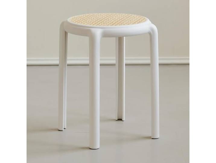 ILOOXI Rund Esszimmerhocker, Stapelhocker Hocker Stapelbar Küchenhocker, Rattan Barhocker Bunte Stapeltisch Für Klassenzimmer, Wohnzimmer, Esszimmer(White)