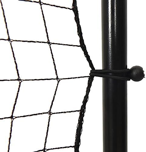 Schwarzer Fußball-Rebounder aus HDPE mit Stahlrahmen, 366x90x183 cm, freistehend und tragbar für Training, Ballkontrolle, Passspiel und Kopfball im Innen- und Außenbereich