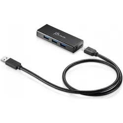 j5Create USB 3.0 Type-A (Micro USB, 4 Ports), Dockingstation + USB Hub, Schwarz