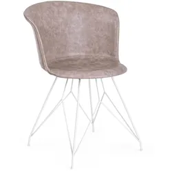 Esszimmerstuhl Loft, Kunstleder-Metall, modern, beige-weiß, komfortable Sitzhöhe 45 cm