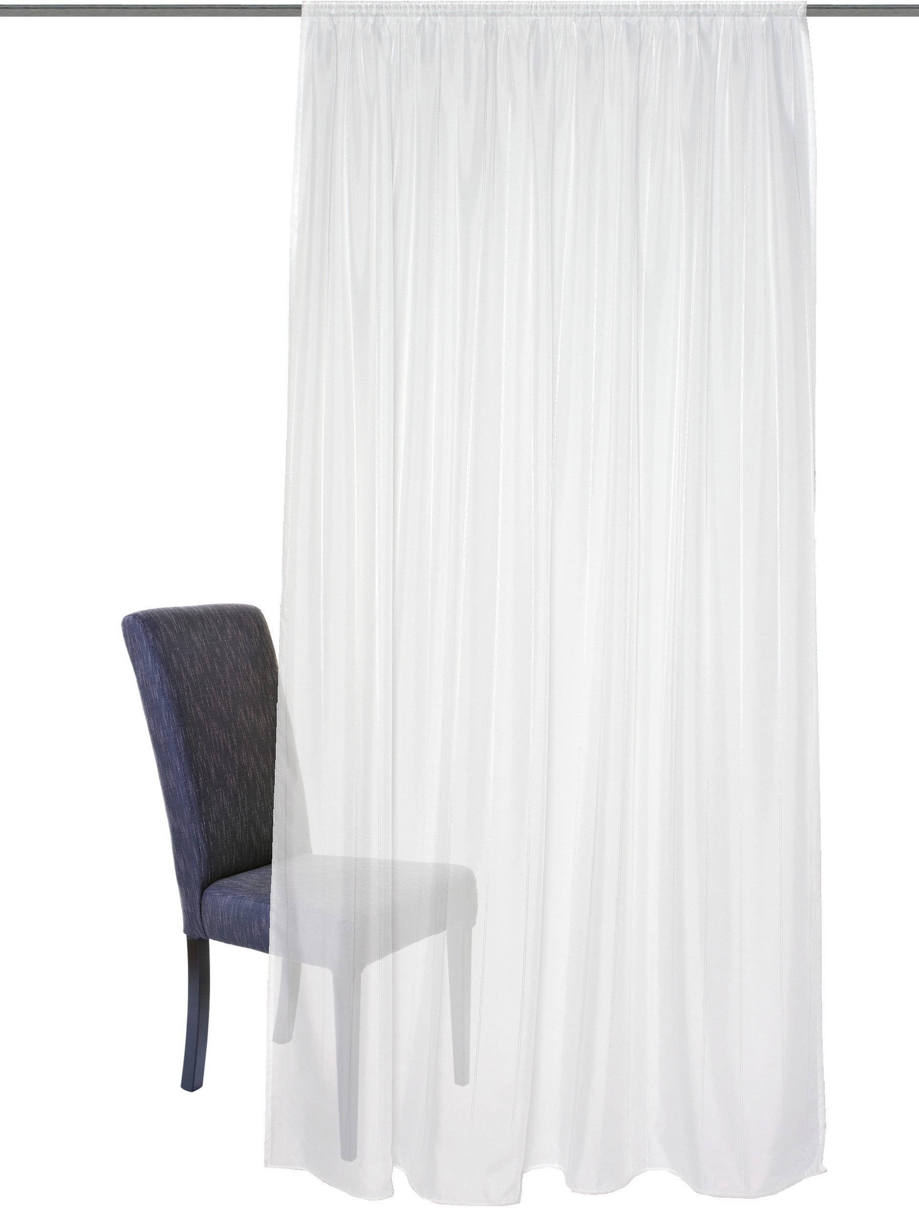 Gardine HOME WOHNIDEEN "Andalusia", weiss (wollweiß), B:600cm H:225cm, Voile, Polyester, Gardinen, Gardine, nach Mass wollweiß 225cm, Kräuselband, 600cm