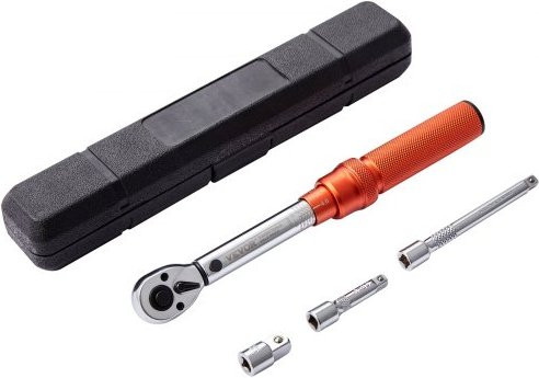 VEVOR Momentsleutel 1/4 inch, 2,3-23 Nm, met 72 tanden ratelkop, adapters en verlengstangen, zilver en oranje