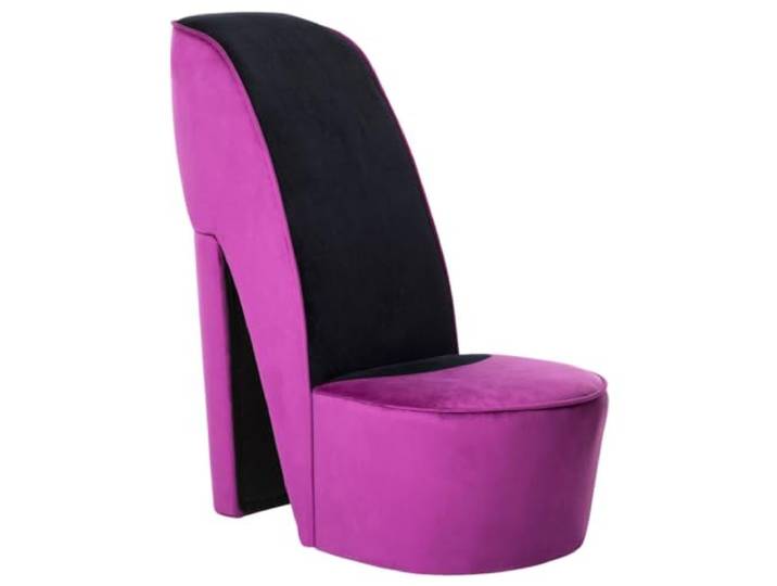 Sessel Schuhform Absatz Lila Samt Sitz bis 110 kg Samtbezug, dekoratives Möbelstück, einfache Montage, Partyakzent, modernes Design