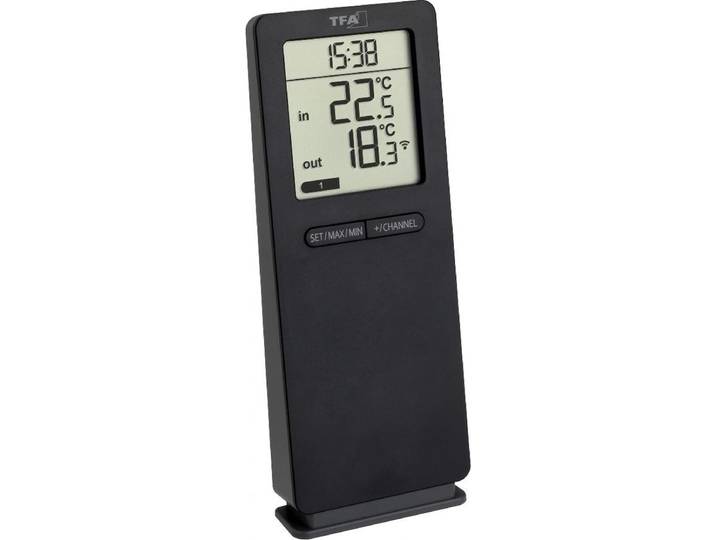 TFA Dostmann Funk-Thermometer LOGOneo 30.3071.01 Draadloze thermometer digitaal Zwart