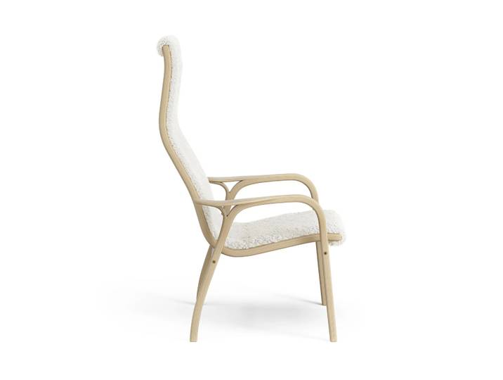 Swedese Lamini Kindersessel lackierte Eiche/Schaffell Offwhite (weiß)