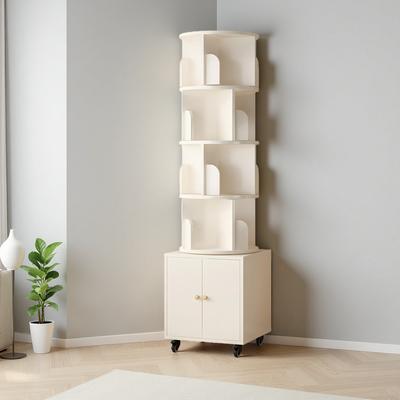 ZWYO HOSIMU "69.68""H 5-Tier Wooden Rotating Bookshelf with Drawer, 360° Display Corner Bookcase for Small Spaces, Floor-Standing Storage Rack"