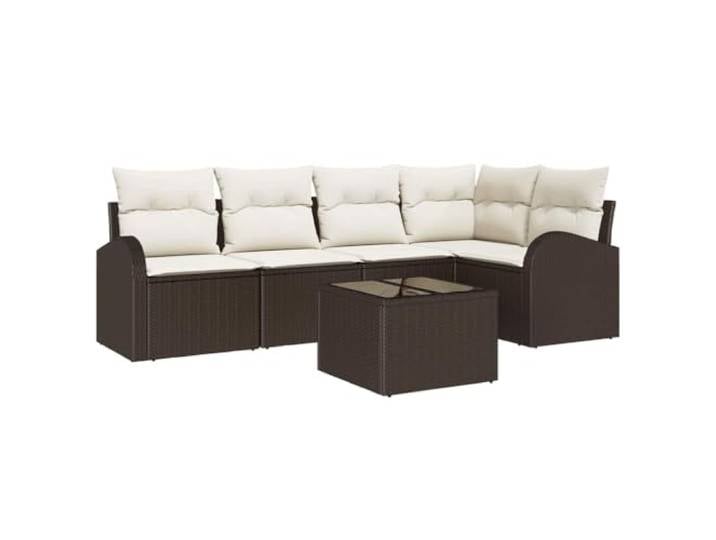 Makastle Polyrattan Modulares Sofa-Set 5-Sitzer mit Kissen, Braun, Sitztiefe 55 cm, 48,4 kg