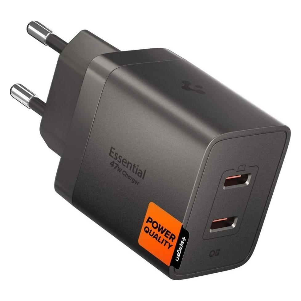 Spigen Essential 47-W-Wandladegerät EE472EU, Gunmetal (47 W, 2 Ports) (SPIGEN)