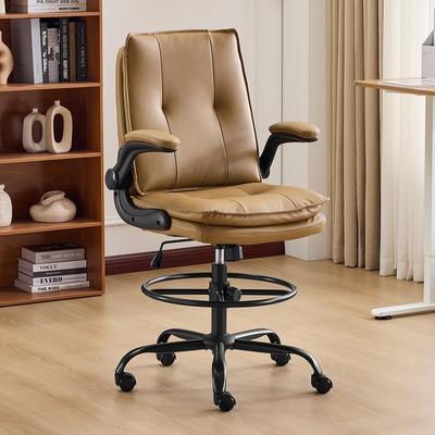 No PU Tall Office Chair Drafting Chair With Adjustable Footrest Ring