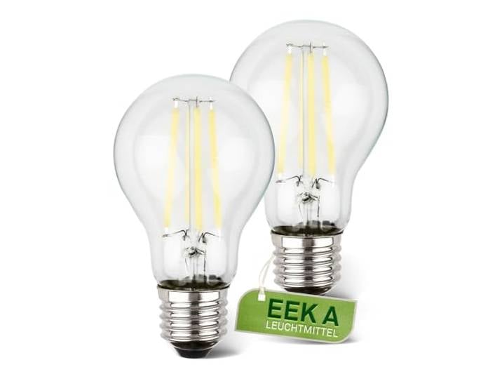 BRILONER - EEK A 2er Set Filament LED Lampe E27 A60, warmweißes Licht, 5W, 1055lm, LED Glühbirne, Leuchtmittel, Birne, Glühlampen, Bulb, 60x106 mm