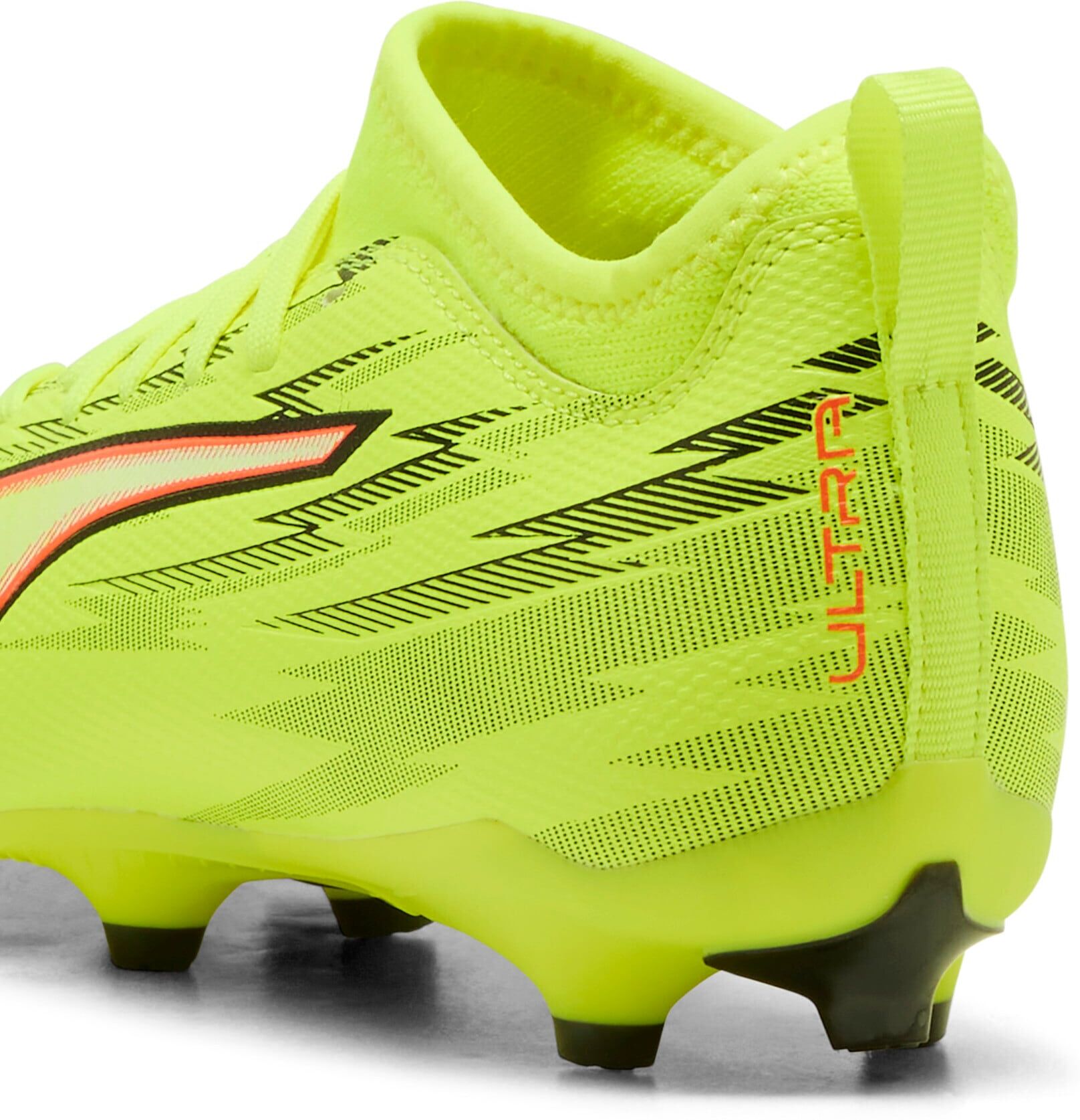 Fussballschuh PUMA "ULTRA 6 MATCH FG/AG JR", Jungen, Gr. 35,5, gelb (gelb alert, puma schwarz, glowing rot, lime squeeze), Synthetik, Schuhe Fussballschuh, mit Nockenprofil, für festen Halt, atmungsaktives Mesh-Obermaterial gelb alert, puma schwarz, glowi