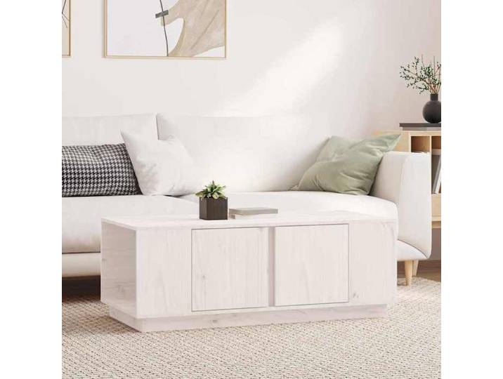 Table basse Blanc 110x50x40 cm Bois massif de pin - Cadre durable - design élégant(13455)