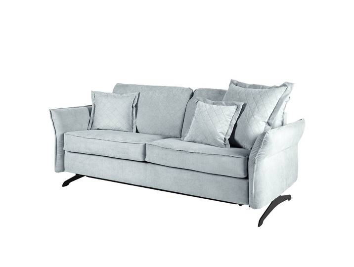 Schlafsofa Kallaste mit Matratze Blau/Lichtgrau Flachgewebe 192cm Modern