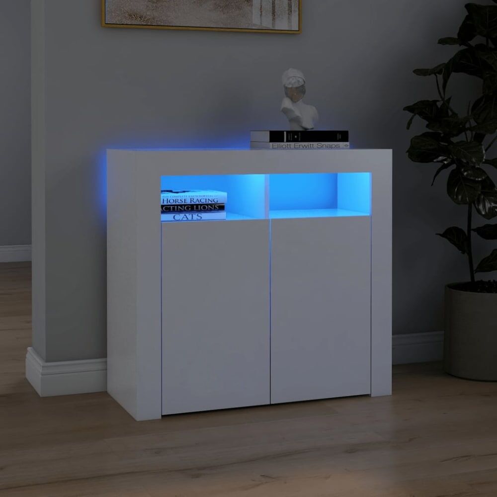 Maison Chic Aparador con luces led madera gris blanco 80x35x75 cm