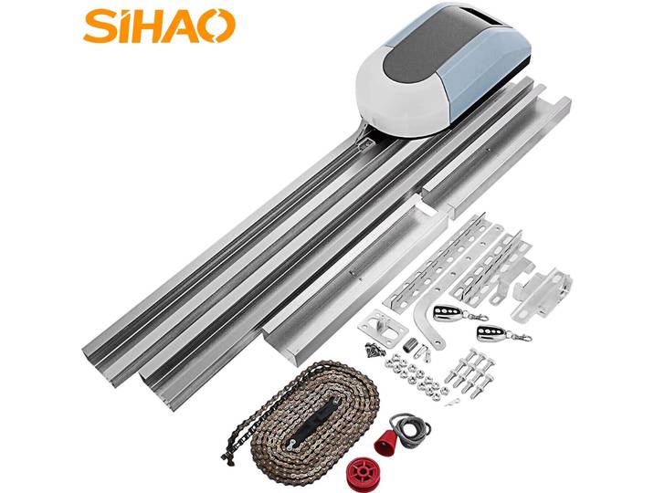 Ouvre-porte de garage Sihao, ouvre-porte de garage à entraînement par chaîne silencieux, moteur à courant alternatif extrêmement silencieux avec télécommande, force de traction de 800/1000 N,