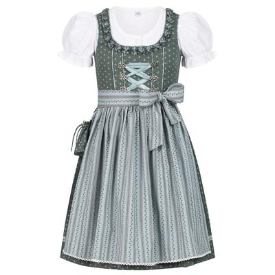 Dirndl NÜBLER "Kinderdirndl 3-teilig Nabilia", Mädchen, Gr. 140, EURO, blau (petrol), Obermaterial: 100% Baumwolle CO., Kleider