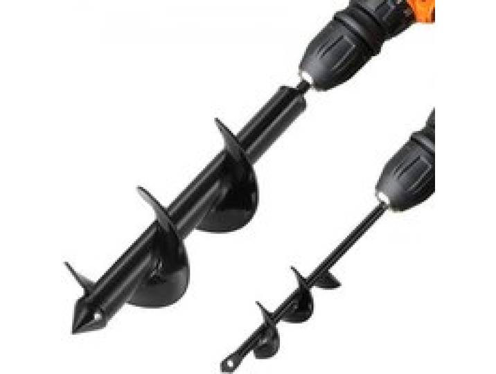 VEVOR Erdbohrer für Bohrmaschine, 2er-Set, Ø 8x30 cm & Ø 4x22 cm, Gartenbohrer für 3/8-Zoll-Sechskant-Bohrer, Pfahlbohrer, Durchlässenbohrer für Blumenzwiebeln, Lochbohraufsätze für Bagger