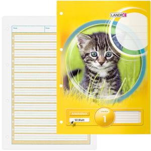 Landre Arbeitsblock 100050443, A4, liniert, 80g/qm, 4-fach gelocht, 50 Blatt, Lineatur 1