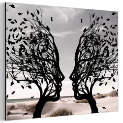 METALLBILD Strand - Meer - Menschen - Baum - Moderne Kunst 40x30 cm