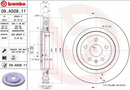 BREMBO 09.A508.11 Brake disc