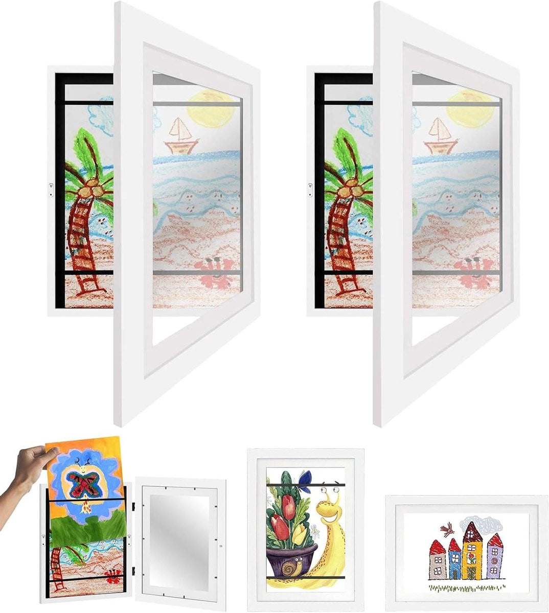 Kinderkunst Displayframe - Kunst Fotolijst voor Kinderkunst - Houtkleur - A4 formaat